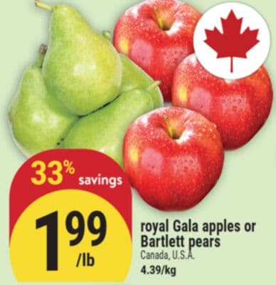 royal Gala apples or Bartlett pears